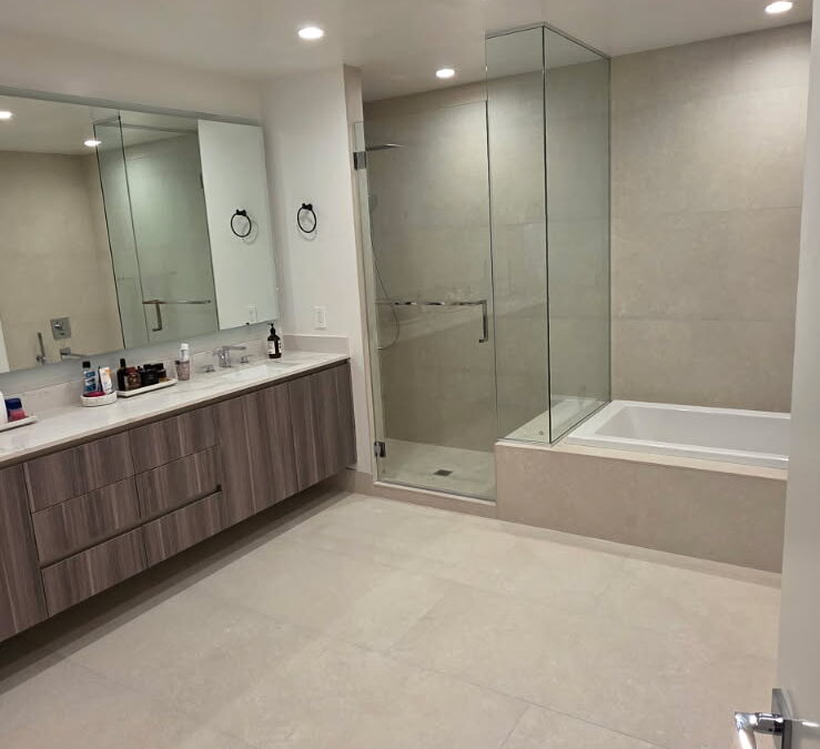 Custom Frameless Shower Enclosure & Modern Bathroom Finish-Out